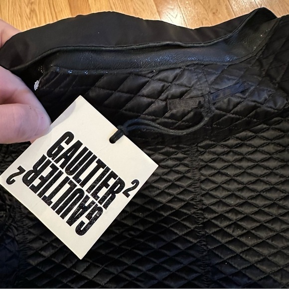 Gaultier 2 black lightweight quilted jacket coat Aeffe spa Italy sz M - Picture 6 of 12
